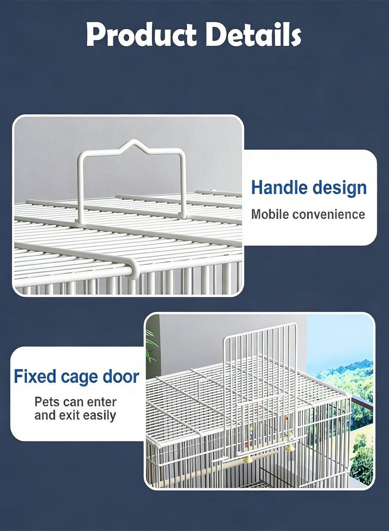Kidle Portable Bird Cage Metal Parrot Cage Pigeon Cage with Feeding Bowls for 1-3 Birds - Image 2